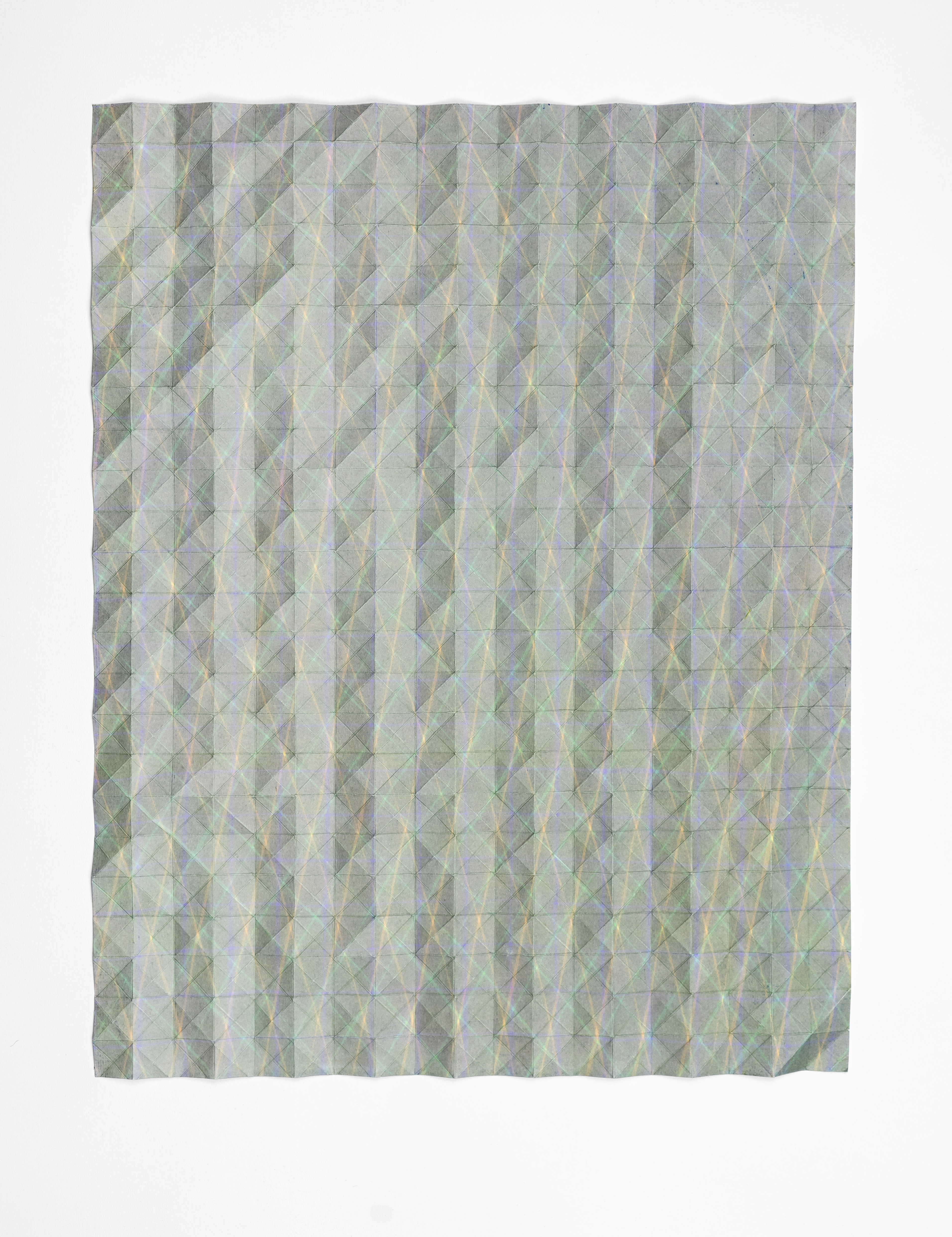 LUISE VON ROHDEN Faltung (6d grb/l) (Detail), 2020, farbige Tusche und Faltung auf Papier, 78 x 58 cm